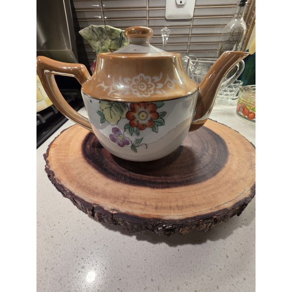 Other - Vintage Japan Brown Floral Handpainted Lusterware Tea Pot With Lid